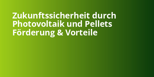 Zukunftssicherheit durch Photovoltaik und Pellets Förderung & Vorteile - Photovoltaik.sh