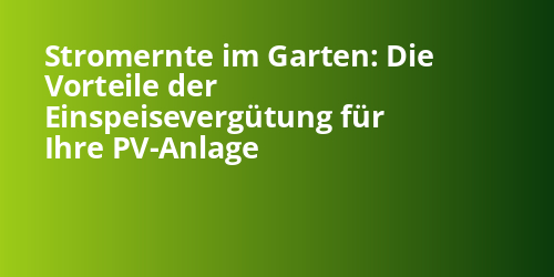 Stromernte im Garten: Die Vorteile der Einspeisevergütung für Ihre PV-Anlage - Photovoltaik.sh